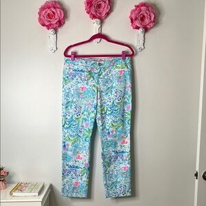 Lilly Pulitzer Kelly Skinny Crop Pants in Multi What A Lively Place, Size 12.
